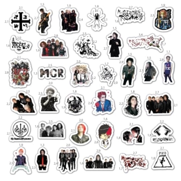 BulbaCraft MCR Stickers - 36 Waterproof Rock Band Decals