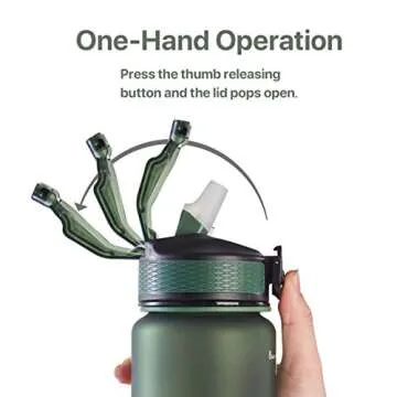 EYQ 32 oz Water Bottle with Time Marker, Carry Strap, Leak-Proof Tritan BPA-Free, Ensure You Drink Enough Water for Fitness, Gym, Camping, Outdoor Sports (Hunter Green)