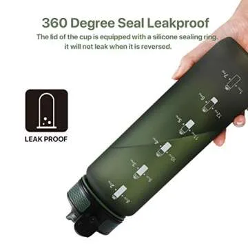 EYQ 32 oz Water Bottle with Time Marker, Carry Strap, Leak-Proof Tritan BPA-Free, Ensure You Drink Enough Water for Fitness, Gym, Camping, Outdoor Sports (Hunter Green)