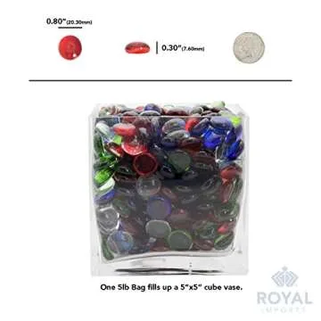 Royal Imports Glass Flat Marbles Stones Rocks, Party Table Scatter, Wedding Centerpieces Decor, Aquarium Pebbles, Vase Filler Gems, 5 LBS (Approx 500 pcs), Red