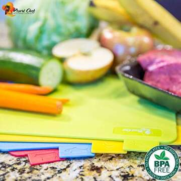 Resort Chef Vibrant Kitchen Cutting Board Set - 4 Non-Porous, BPA-Free, Dishwasher-Safe Reversible P...