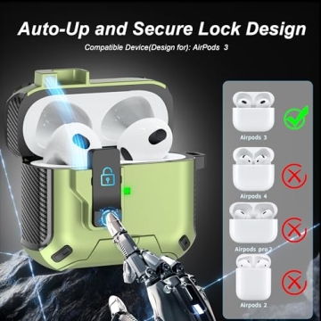 R-fun Compatible AirPods 3rd Generation Headphone Cases, Fully Drop Proof Auto Eject Protective Cove...