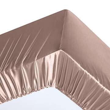 Ersmak 7 Pieces Satin Sheets Set Queen Size, Luxury Silky Champagne Satin Bed Sheets Set with 1 Deep Pocket Fitted Sheet, 1 Soft Flat Sheet, 4 Queen Pillowcases and 1 Body Pillowcase