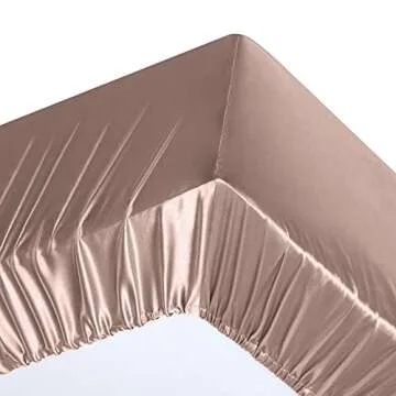 Ersmak 7 Pieces Satin Sheets Set Queen Size, Luxury Silky Champagne Satin Bed Sheets Set with 1 Deep Pocket Fitted Sheet, 1 Soft Flat Sheet, 4 Queen Pillowcases and 1 Body Pillowcase