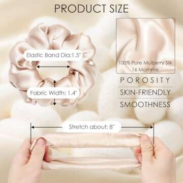 Michooyel 3Pack Silk Scrunchies For Hair Mulberry Silk 16 Momme Scrunchies With Elastic Band Silk Ha...