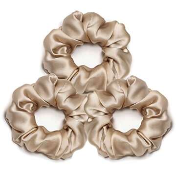 Michooyel 3Pack Silk Scrunchies For Hair Mulberry Silk 16 Momme Scrunchies With Elastic Band Silk Hair Scrunchies Hair Ties For Women Girls