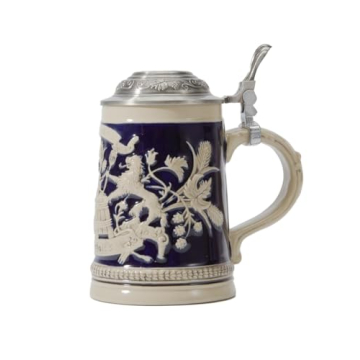 HAUCOZE Beer Stein Mug - Elegant Bavarian Drinking Mug with Lid