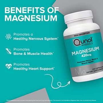 Qunol Magnesium Capsules 420mg, High Absorption Magnesium Supplement, Extra Strength, Bone and Muscl...