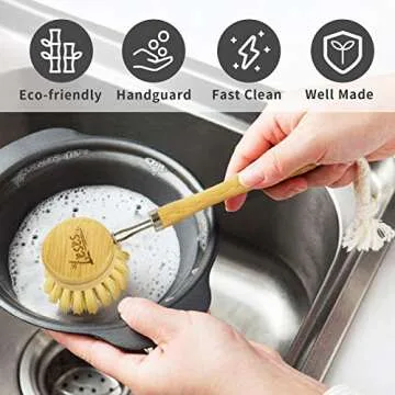 LESES Dish Brush Set - 100% Plastic Free Eco-Friendly Kitchen Cleaning Brushes