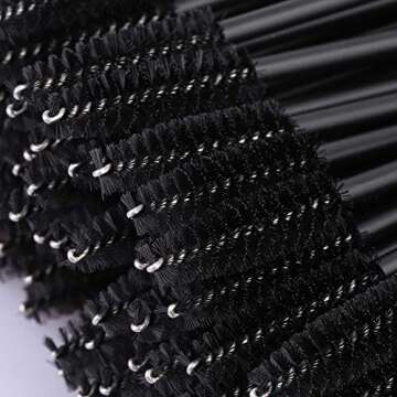 Tbestmax 200 Disposable Mascara Wand Spoolies and Lip Brushes, Lipstick Lipgloss Applicator for Eyebrow Eyelash Extension Makeup Kits Black