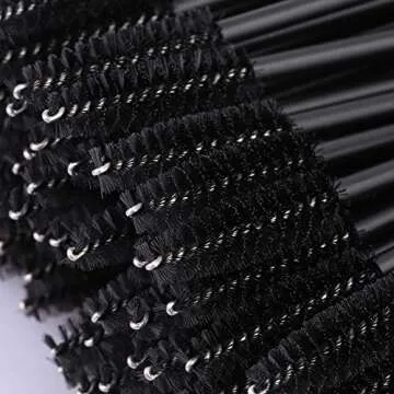 Tbestmax 200 Disposable Mascara Wand Spoolies and Lip Brushes, Lipstick Lipgloss Applicator for Eyebrow Eyelash Extension Makeup Kits Black