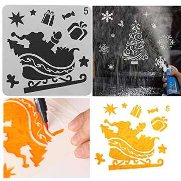8 Pcs Reusable Christmas Craft Stencils for Holiday Fun