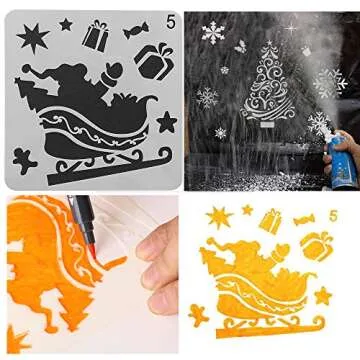 8 Pcs Reusable Christmas Craft Stencils for Holiday Fun