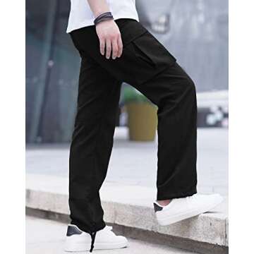 LYRXXX Men's Casual Cargo Pants Hiking Pants Workout Joggers Sweatpants for Men,Black,M1