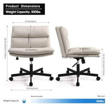 EMIAH Armless Ergonomic Office Chair Adjustable Comfort