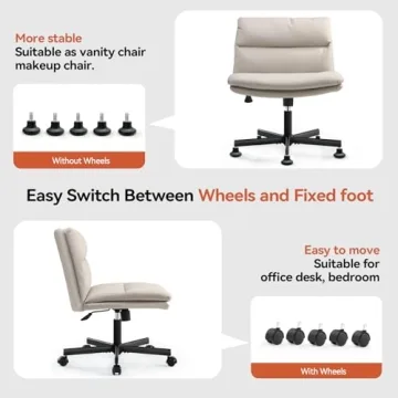 EMIAH Armless Ergonomic Office Chair Adjustable Comfort