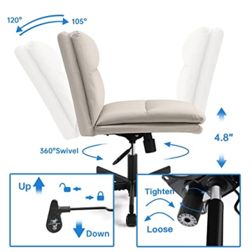 EMIAH Armless Ergonomic Office Chair Adjustable Comfort