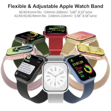 Steezrd 3 Pack Stainless Steel Mesh Magnetic Loop Bands for Apple Watch 38mm 40mm 41mm 42mm 44mm 45mm 49mm