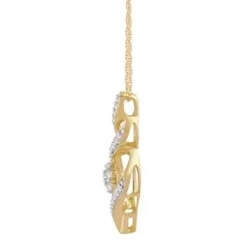 Amazon Essentials 10K Yellow Gold Diamond Cluster Twist Pendant Necklace with 18" Chain