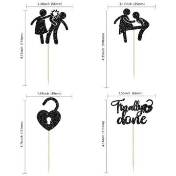 Gyufise 24 Pack Black Glitter Divorce Cupcake Toppers Boy Bye Finally Done Cupcake Picks Decorations...