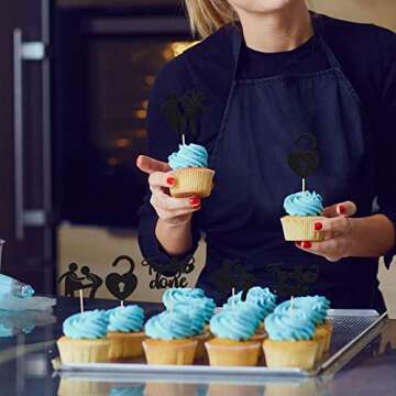 Gyufise 24 Pack Black Glitter Divorce Cupcake Toppers Boy Bye Finally Done Cupcake Picks Decorations for Divorce Break Up Party Decoration Freedom Party Supplies