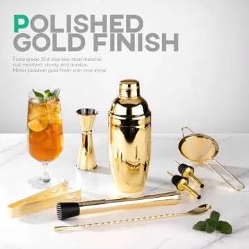 Elegant Homestia Gold Cocktail Shaker Set for Mixology Enthusiasts