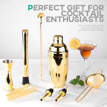 Stylish Homestia Gold Cocktail Shaker Set for Mixology Fun