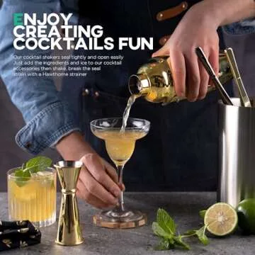 Stylish Homestia Gold Cocktail Shaker Set for Mixology Fun
