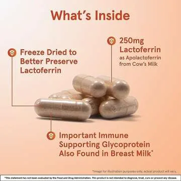 Jarrow Formulas Lactoferrin 250 mg - Immune-Supporting Glycoprotein - For Healthy Immune System Support & Iron Absorption - Freeze Dried - Gluten Free - Non-GMO - 60 Capsules (Servings)