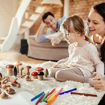 Wooden Mushrooms Decor Toy Set for Kids Arts & Crafts