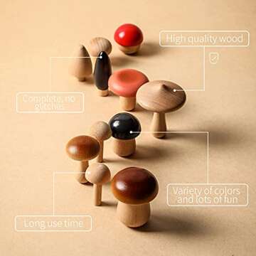 Wooden Mushrooms Decor Toy Set for Kids Arts & Crafts
