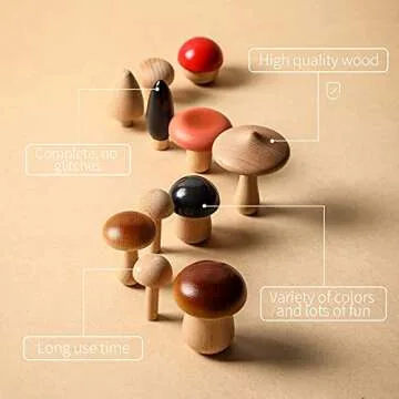Wooden Mushrooms Decor Toy Set for Kids Arts & Crafts