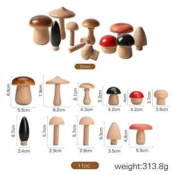 Wooden Mushrooms Decor Toy Set for Kids Arts & Crafts