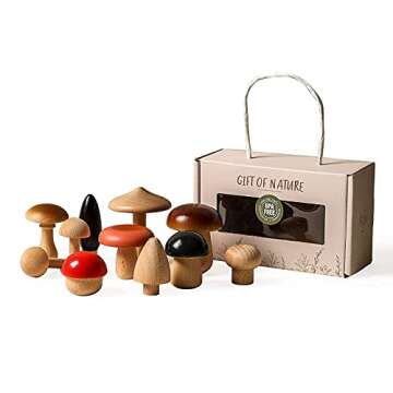 Wooden Mushrooms Decor Toy Set for Kids Arts & Crafts