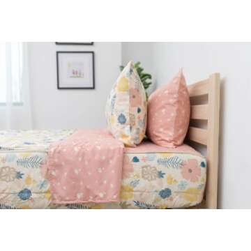 Beddy's Flower Blossoms Girls Durable Zipper Bedding for Kids, Bed in a Bag, Floral Sheets and Comfo...