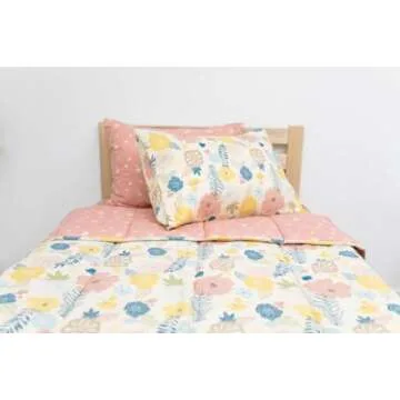 Beddy's Flower Blossoms Girls Durable Zipper Bedding for Kids, Bed in a Bag, Floral Sheets and Comforter, Easy to Make and Wash, Includes Pillowcase and Pillow Sham, Super Soft All Season