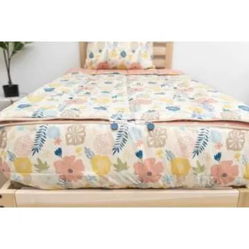 Beddy's Flower Blossoms Girls Durable Zipper Bedding for Kids, Bed in a Bag, Floral Sheets and Comforter, Easy to Make and Wash, Includes Pillowcase and Pillow Sham, Super Soft All Season
