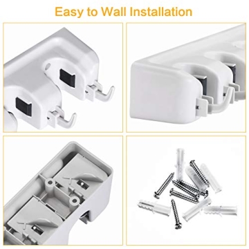 CHAMPS Wall Mounted Mop Broom Holder 5 Slots 6 Hooks