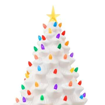 Mr. Christmas Nostalgic Ceramic Christmas Tree with LED Lights Indoor Decoration, 18 Inches, White
