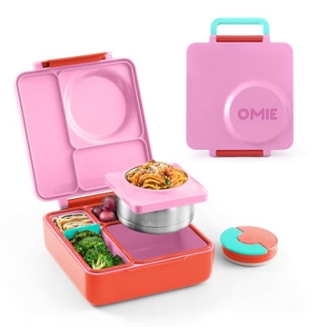 OmieBox Bento Box for Kids - Insulated with Leak Proof Thermos Food Jar - 3 Compartments, Two Temper...