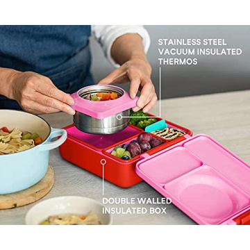 OmieBox Insulated Kids Bento Box with Thermos - 3 Compartments
