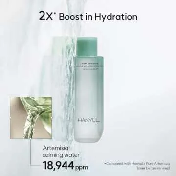 HANYUL Pure Artemisia (Mugwort) Calming pH-Balancing Toner | First Step Essence for Skin Balancing & Deep Hydration, Mild Exfoliation with CICA, Vegan Certified, Korean Skincare, 5.07 Fl Oz