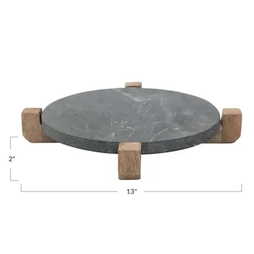 Bloomingville Marble Serving Board with Wood Stand 13" Platter