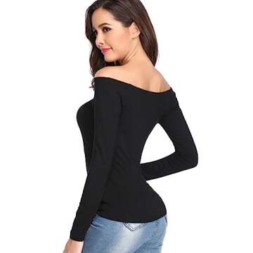 Fuinloth Women's Off Shoulder Tops - Elegant, Stylish Tees