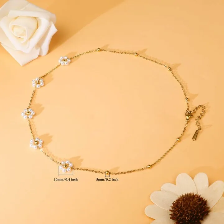 Daisy Pearl Choker Necklace - Stylish Jewelry for Women