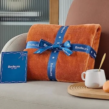 Bedsure Fleece Throw Blanket - Soft, Warm Orange Blanket