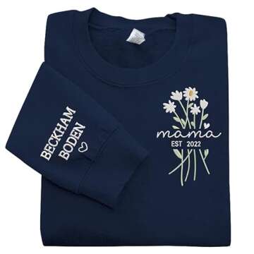 NAZENTI Personalized mama sweatshirt, flower mom sweatshirts for women, mama gifts,mom gifts for mot...