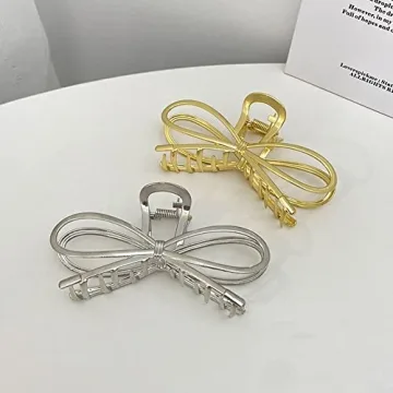 2 Pack Large Bowknot Shark Hair Clips for Thick Hair