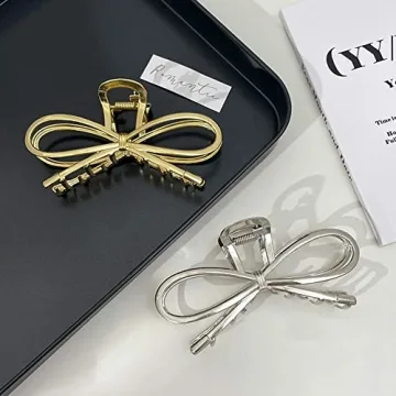 2 Pack Large Bowknot Shark Hair Clips for Thick Hair