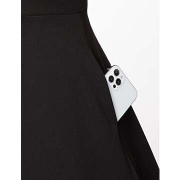 Milreason 1950s Dresses for Women Vintage Goth Swing Cocktail Dress with Pockets and Chiffon Shawl Black